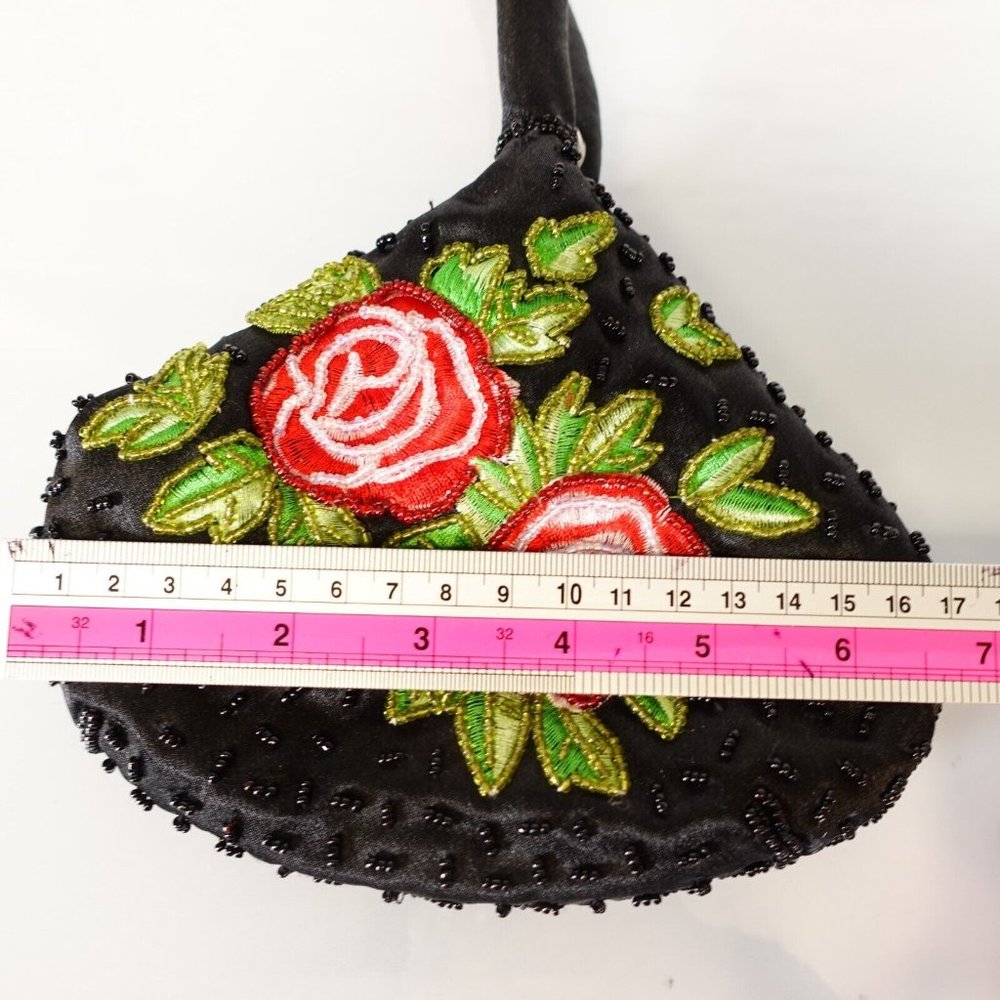 Bijoux Terner Purse Bag Evening Clutch Handbag Floral Beaded Embroidered Beggar - Picture 3 of 10